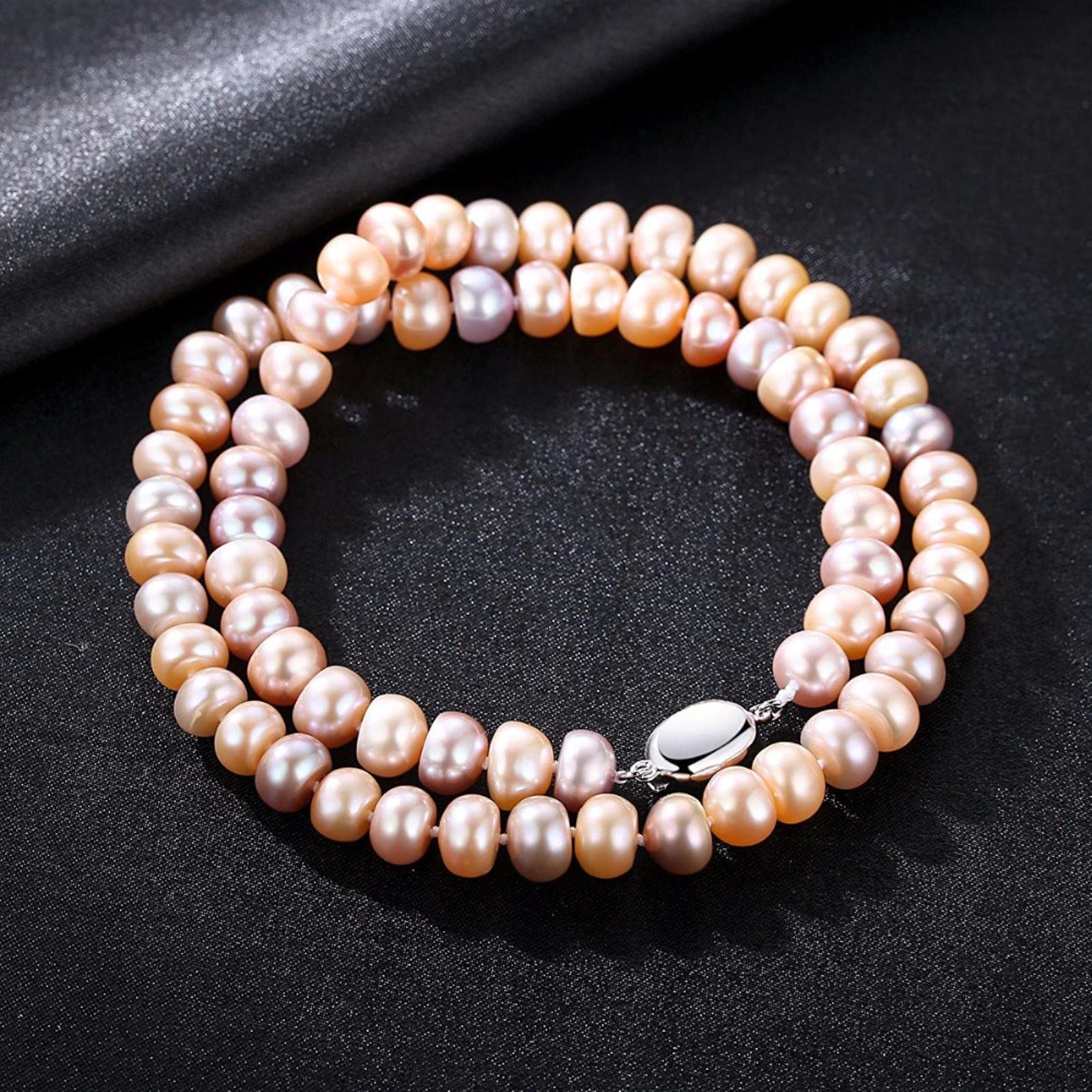 LOKILOKI Collar De Perlas De Agua Dulce Multicolor De 8-9 Mm De Estilo Retro para Mujer, Nuevo Diseño, Joyería Fina, Gargantilla De Perlas, Regalo