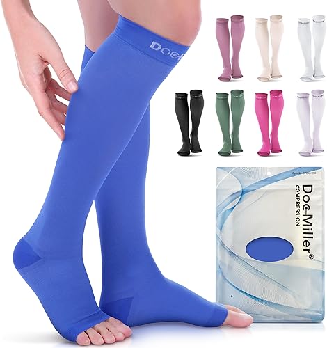 Miniatura 15 de Doc Miller Calcetines de compresión de punta abierta para mujeres y hombres, calcetines de compresión sin dedos para mujer, soporte de circulación