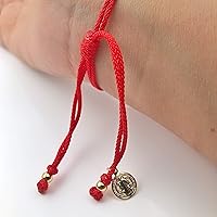 Vista 3 de St Benedict Coin Medal on Adjustable Red Cord Wrist Adjustable Bracelet