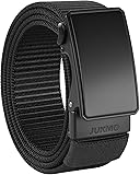 JUKMO Men's 1.5' Nylon Ratchet Belt, Casual Web Click Belt with Slide Buckle for Jeans, No Holes Adjustable Trim to Fit Black Medium-for Waist 36'-42'(Length 49')