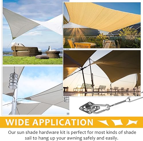 Miniatura 5 de Tottist Kit de accesorios para toldo, 6 pulgadas para instalación de parasol rectangular triangular, grado inoxidable 304 para jardín al aire libre,