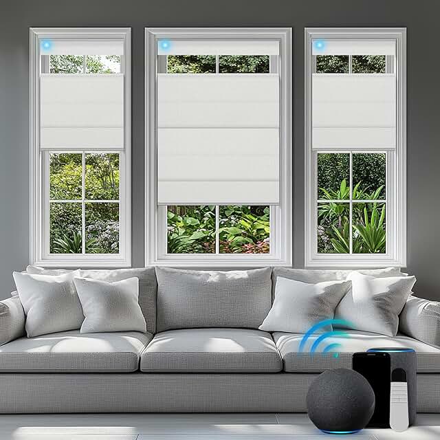 BERISSA Motorized Blinds with Remote,Top Down Bottom up Roman Shades,Sma...