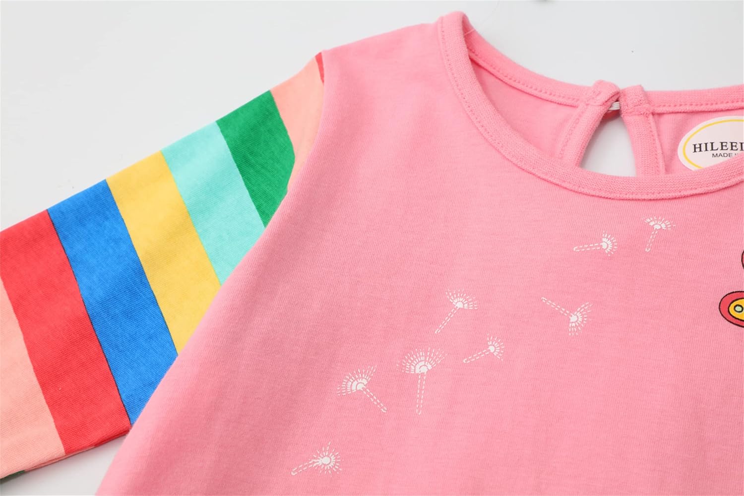 HILEELANG Toddler Girl Long Sleeve Dress Stripe Rainbow Christmas Cotton Casual Tunic Playwear Basic Shirt Party Dresses - Image 5