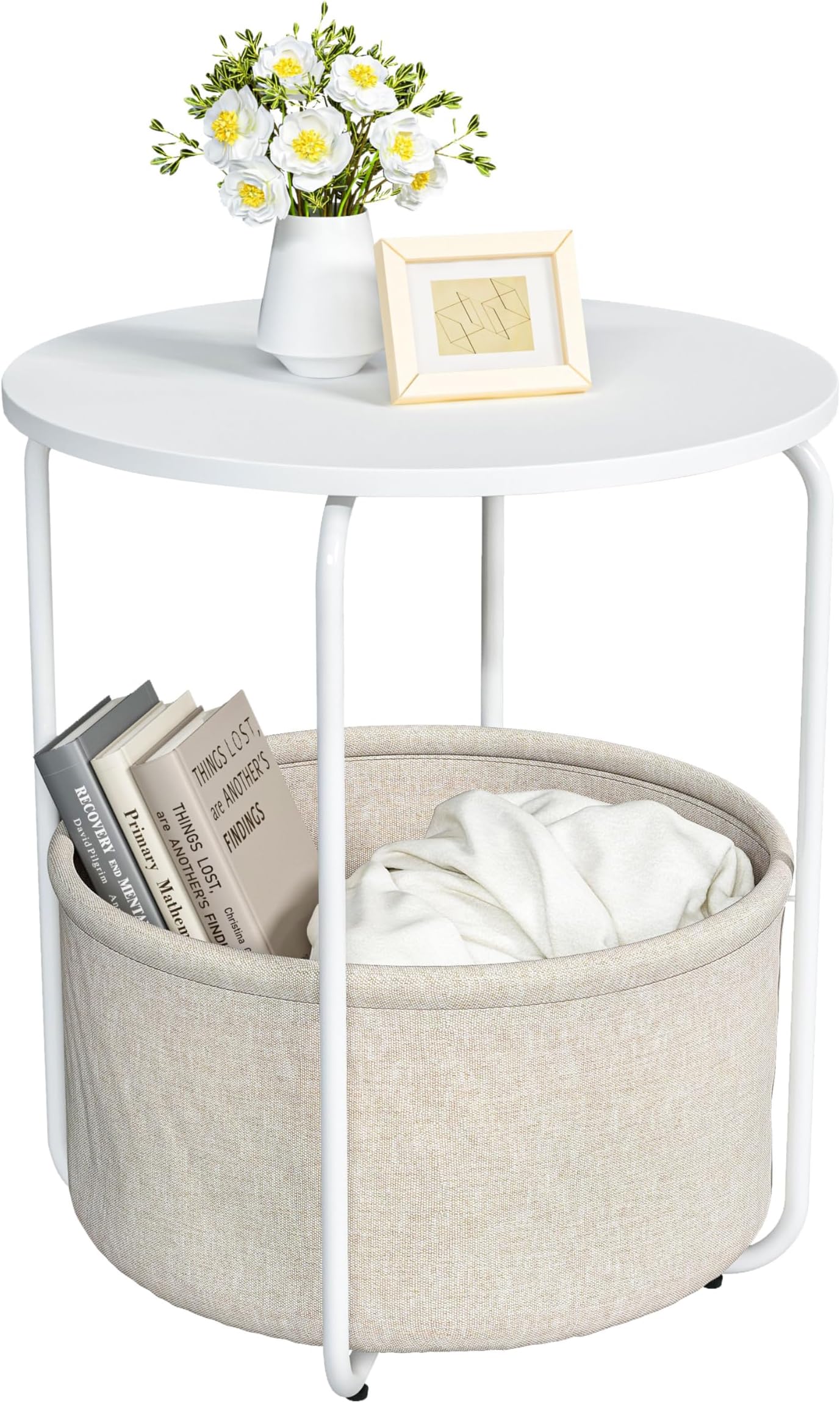 Amazon.com: LOFTEY Nursery Side Table with Storage, Small Round Side ...