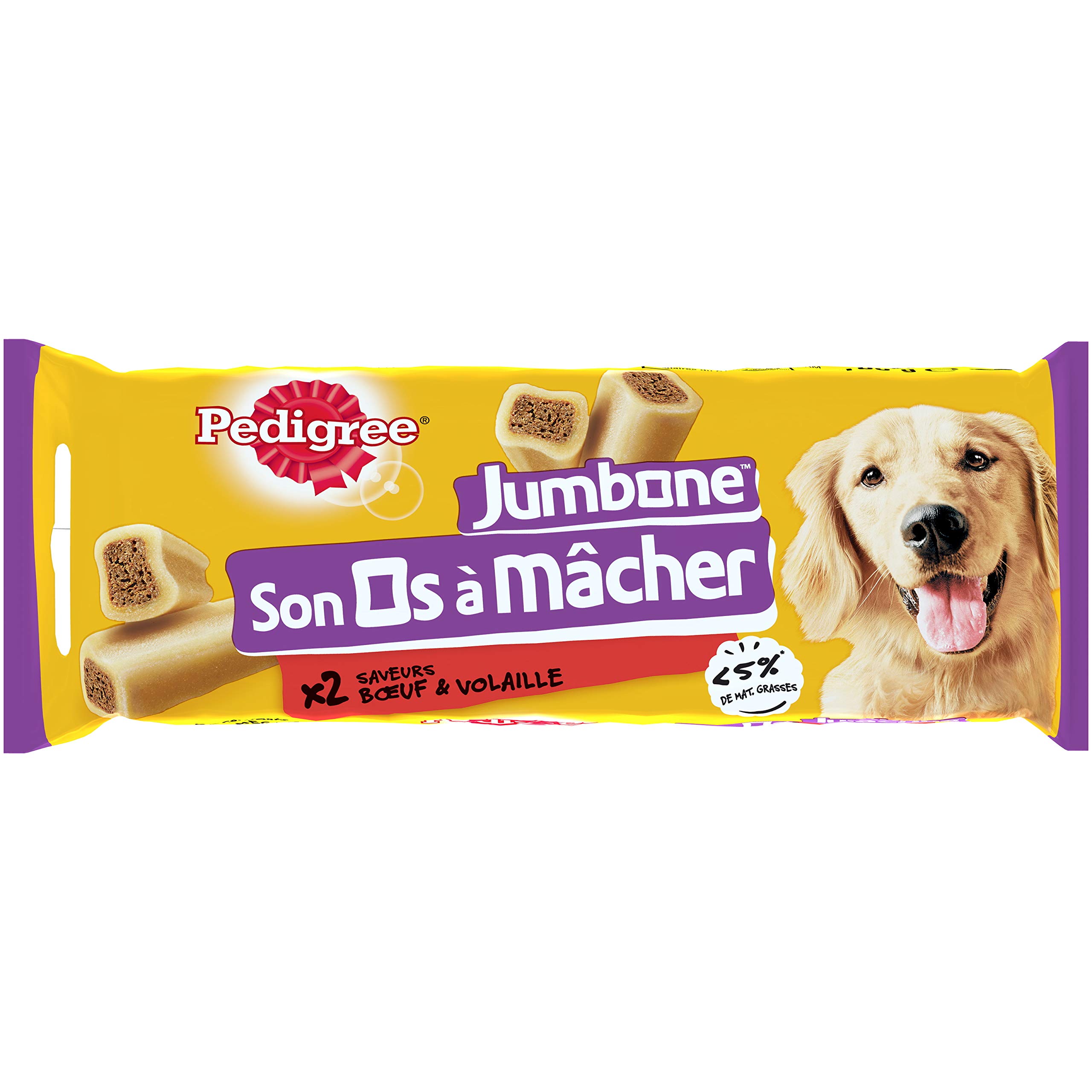 PEDIGREE JUMBONE Kauknochen für mittelgroße Hunde, 10 – 25 kg, 12 Beutel mit je 2 Knochen – Leckereien mit Rindfleisch und Geflügel – ideale Belohnung für die Beschäftigung, Erziehung und Freude des