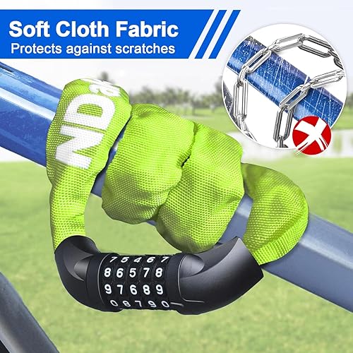 Miniatura 38 de NDakter Cerradura de cadena, combinación de 5 dígitos, resistente, antirrobo, 3.2 pies de largo, con reinicio, para bicicleta, motocicleta, scooter