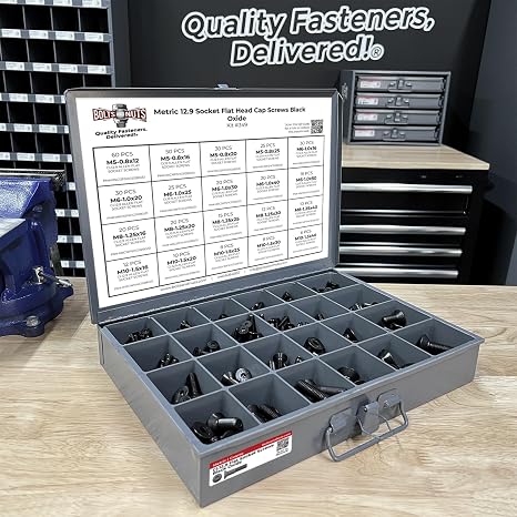 Metric 12.9 Flat Socket Head Cap Screws Black Oxide Assortment - 453 Pieces