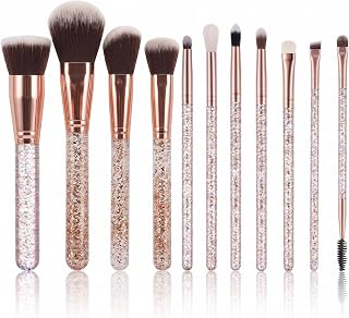 Wishbeauty 12-delat prisbelönt sminkborstset – glitter och guld veganborstar med resefodral och presentask – professionellt heltäckande ansiktskit