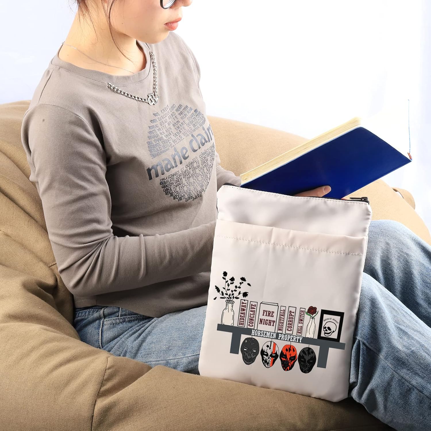 Devils Night Inspired Gift Penelope Douglas Merch Book Sleeve Penelope Douglas Fans Gift Four Horseman Book Cover (Property BS) - Image 5