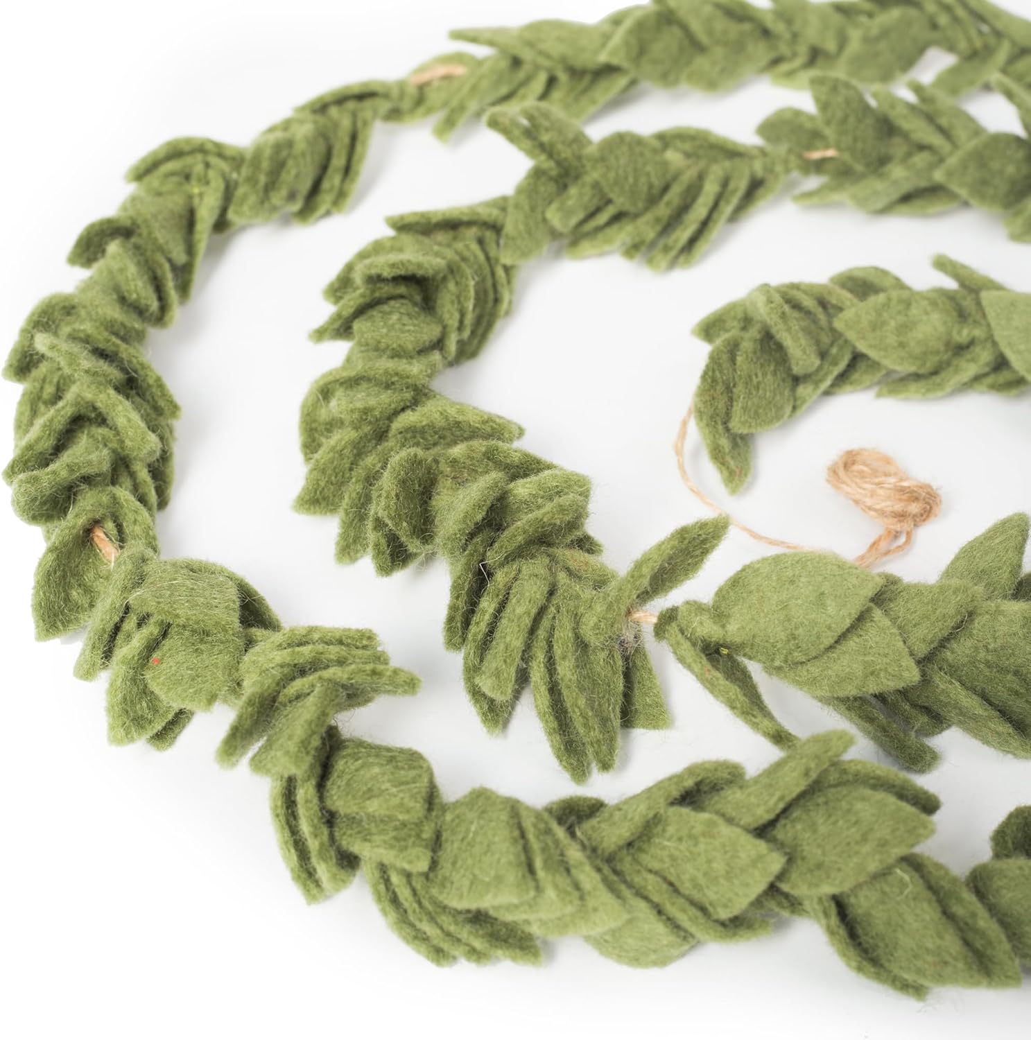 Glaciart One Felt Leaves Garland - Faux Greenery for Living Room, Bedroom, Nursery - Natural New Zealand Wool, Hand Felted in Nepal - Suitable for Christmas, Thanksgiving, Wedding Decorations - 6ft.