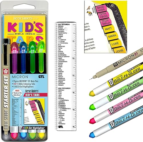 Miniatura 3 de G.T. Luscombe Company, Inc. Accu-Gel - Resaltador de la Biblia, Pigma Micron Bible Study Starter Set  Pestañas bíblicas para niños  Tinta pigmentada