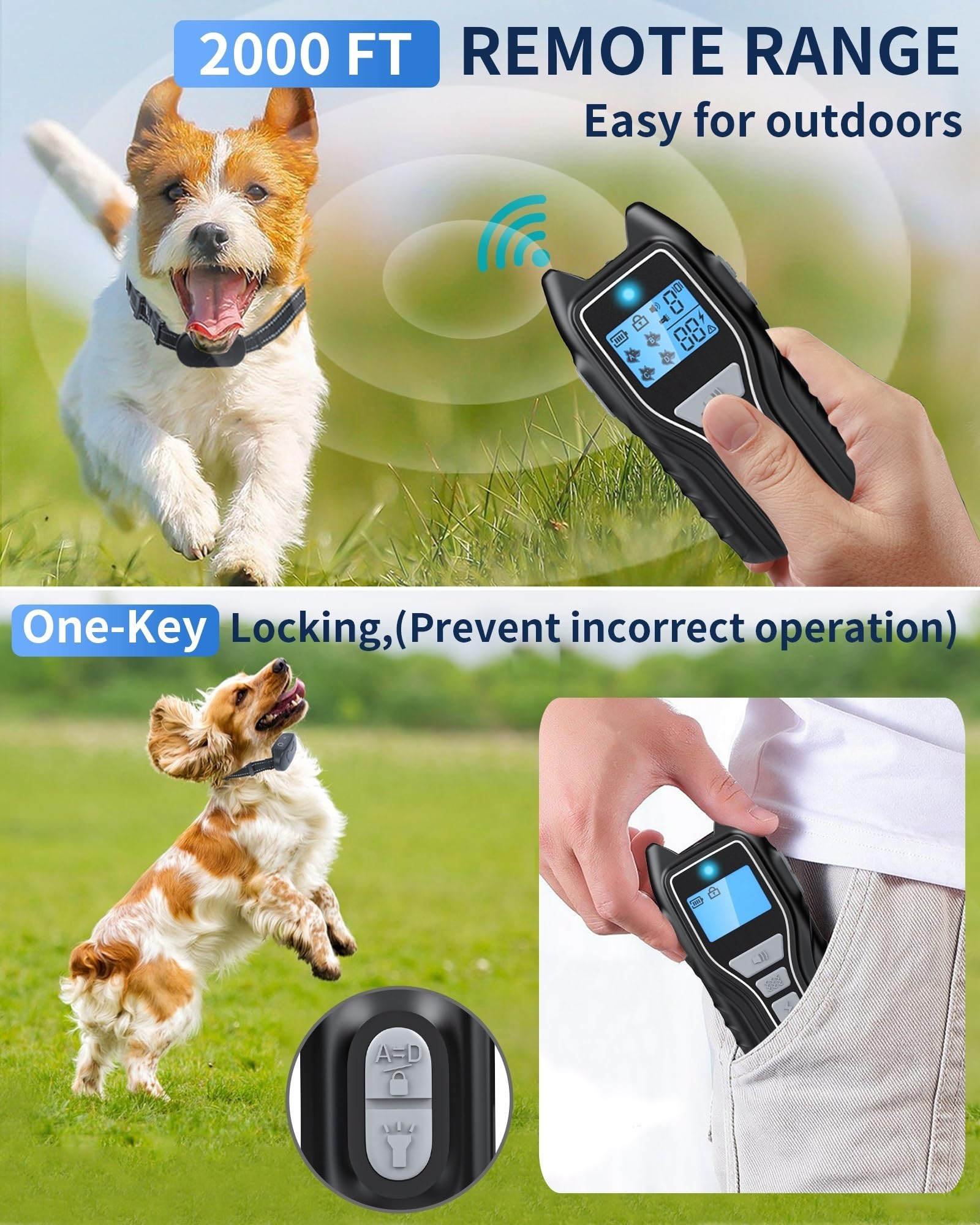 Dog Shock Collar with Remote Control - Rechargeable Dog Training Collar, IPX7 Waterproof E Collar for Dogs with 4 Safe Modes Flashlight Beep Vibration Shock Ideal for All Dog Sizes (8-150lbs) - image 5