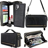 Vista 1 de Harryshell Compatible con Samsung Galaxy Note 10+ PlusNote 10 Plus 5G (2019), cartera con múltiples cremalleras, funda magnética desmontable, bolsa