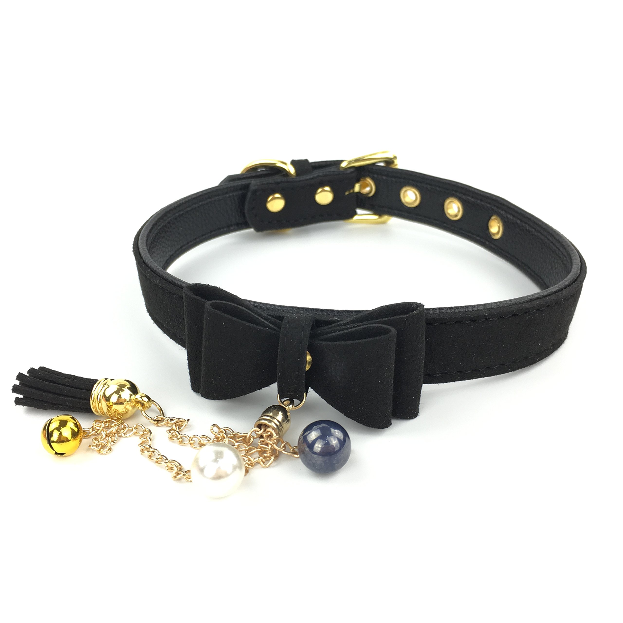 Bell Choker Collar Necklace Lolita Bow Collar Cat Kitty Velvet Necklace: B