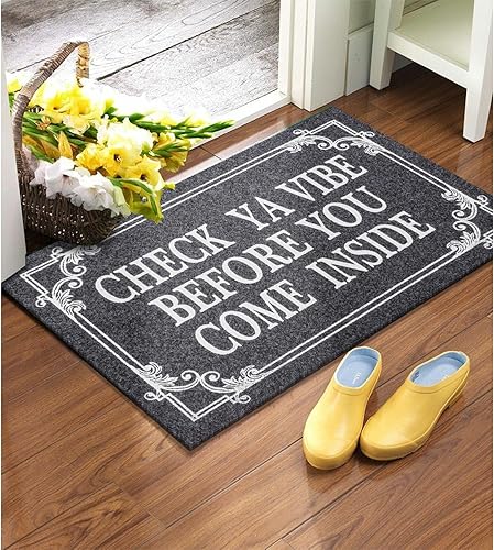 Miniatura 2 de Tapete de goma gris para puerta delantera, interior y exterior, tapete de bienvenida para puerta de casa, antideslizante, fácil de limpiar, 28 x 18