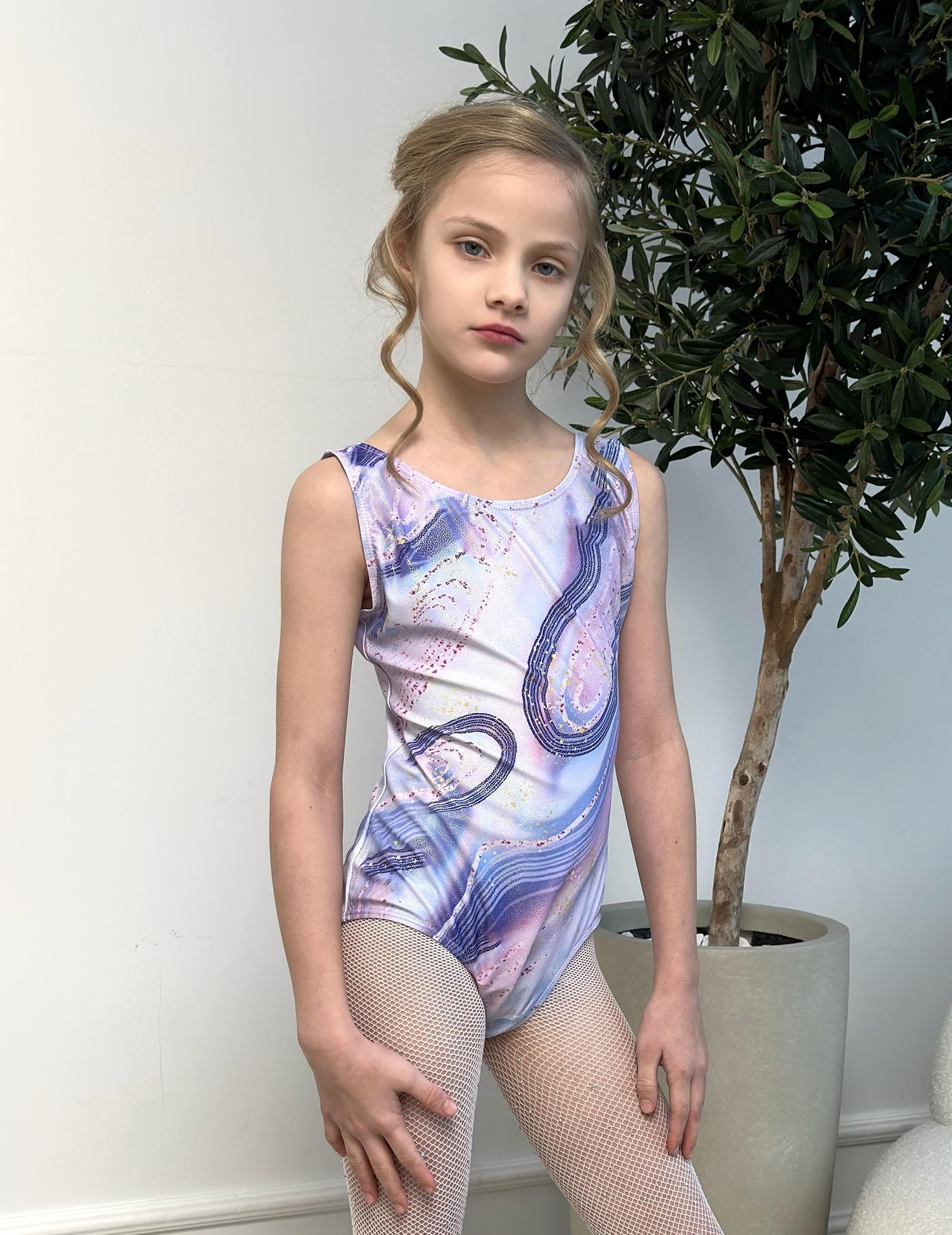 Arshiner Body Ginnastica Bambina Set Danza Ritmica Artistica Tuta Sportiva Senza Maniche Shorts Metallizzati Fascia Capelli Elastico Abbigliamento Fitness Balletto Costume Spettacolo Bambina 3-10 Anni