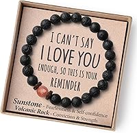 Vista 9 de Christmas Stocking Stuffers for Teen Boys/Men-Strength/Confidence-Masculine Handmade Gemstone Bracelets with Meaningful Card