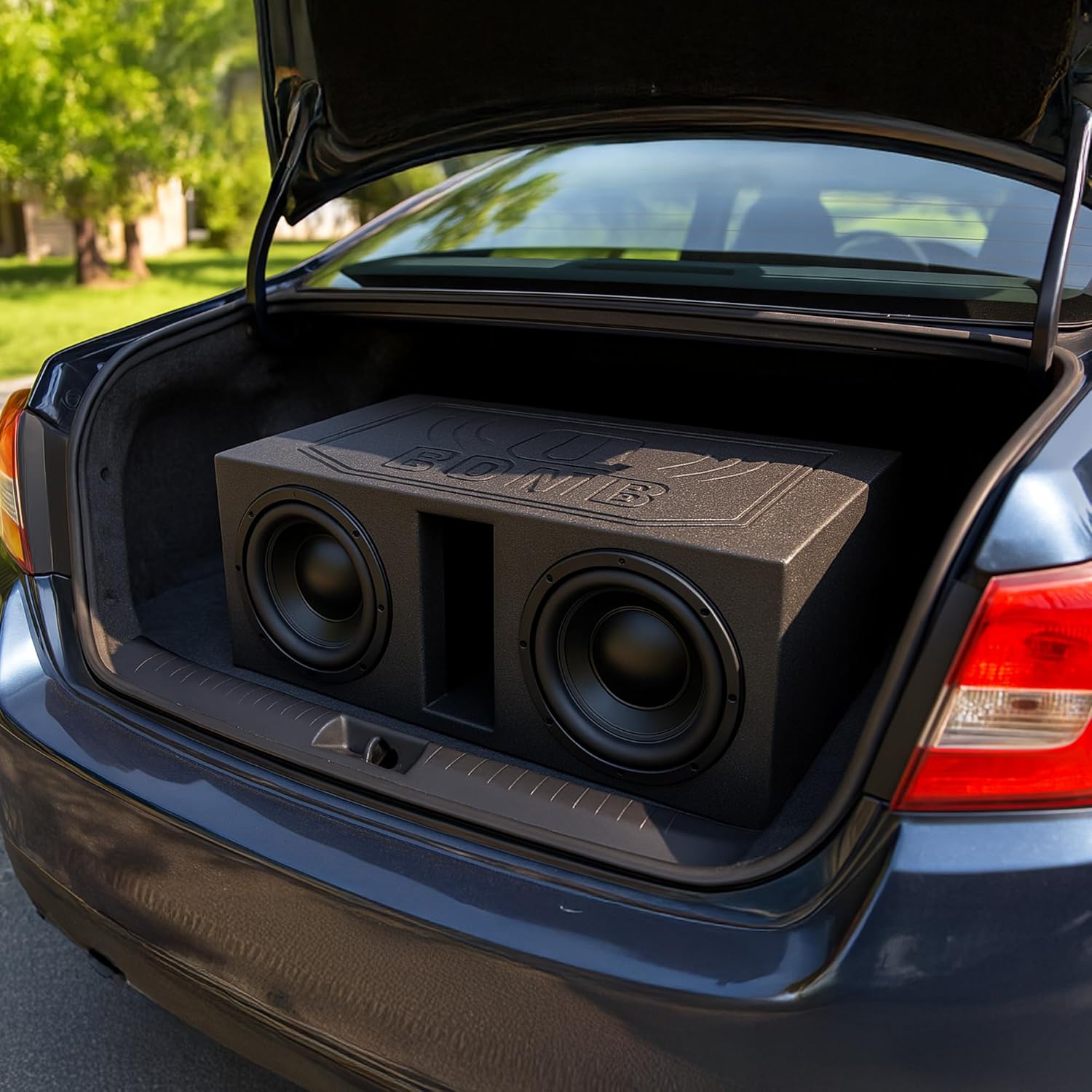 QPower 12 Inch Dual Vented Subwoofer Box, Ported Sub Enclosure System, Black - Car Audio and Sound Systems Accessories for Subwoofers and Speakers
