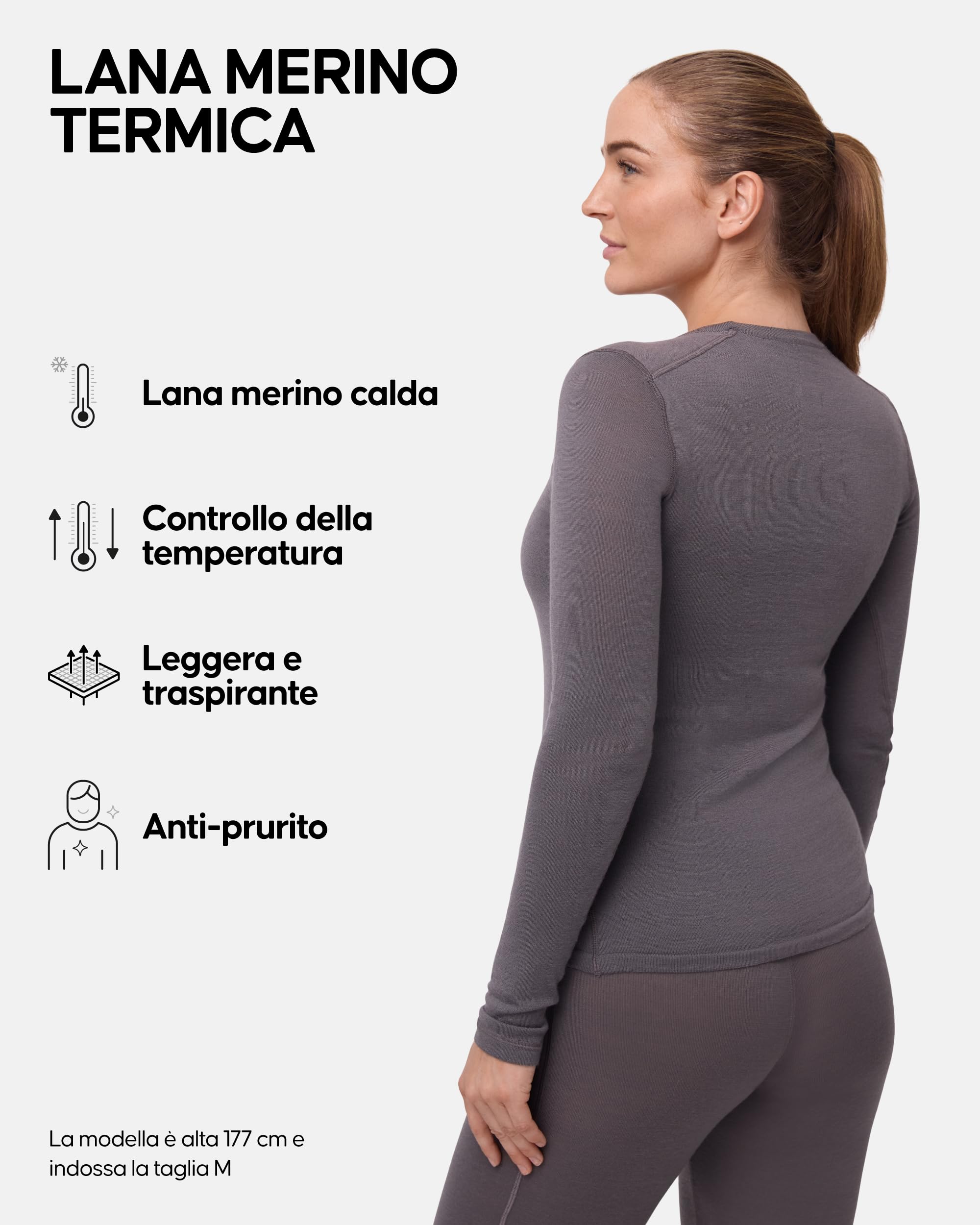 DANISH ENDURANCE Maglia Termica Donna in Lana Merino, Manica Lunga, per Sci, Trekking, Escursionismo