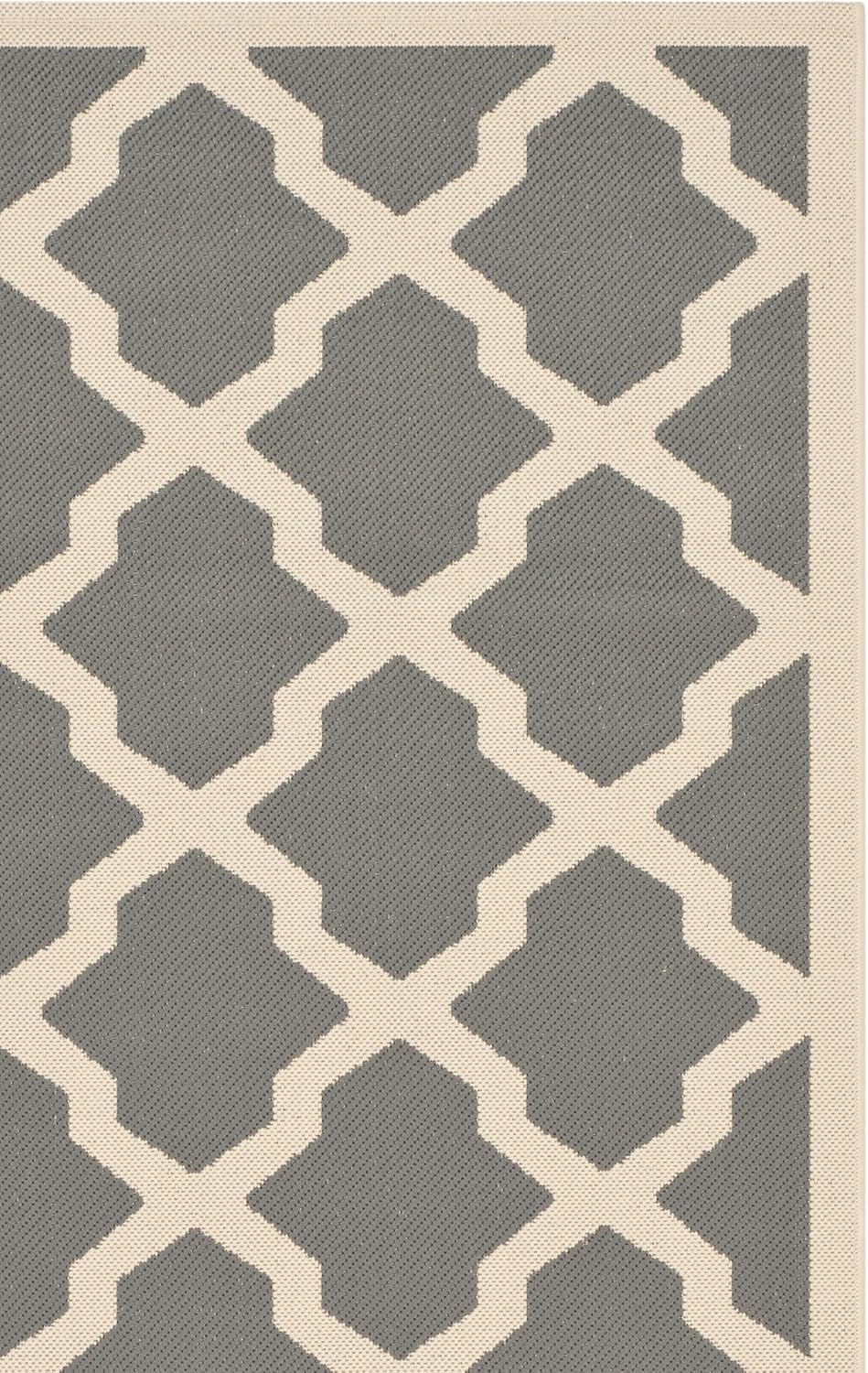 SAFAVIEH Washable Rug Outdoor Courtyard Collection - 5'3" x 7'7", Anthracite & Beige, Non-Shedding & Easy Cleaning, Ideal for Patio, Backyard, Mudroom (CY6903-246)