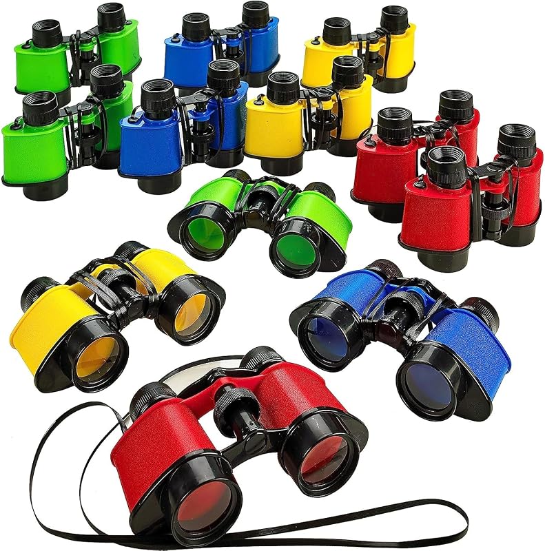 Prismáticos Kicko Toy para niños – Prismáticos de 3,5 x 5 pulgadas para observación de aves, exploración de la selva para regalos de fiesta y juegos de aventura – Durable (paquete de 12)