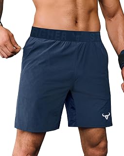 Mens 7" Gym Shorts Dry Fit Lightweight Elastic Waist Running Shorts (S-XXL)