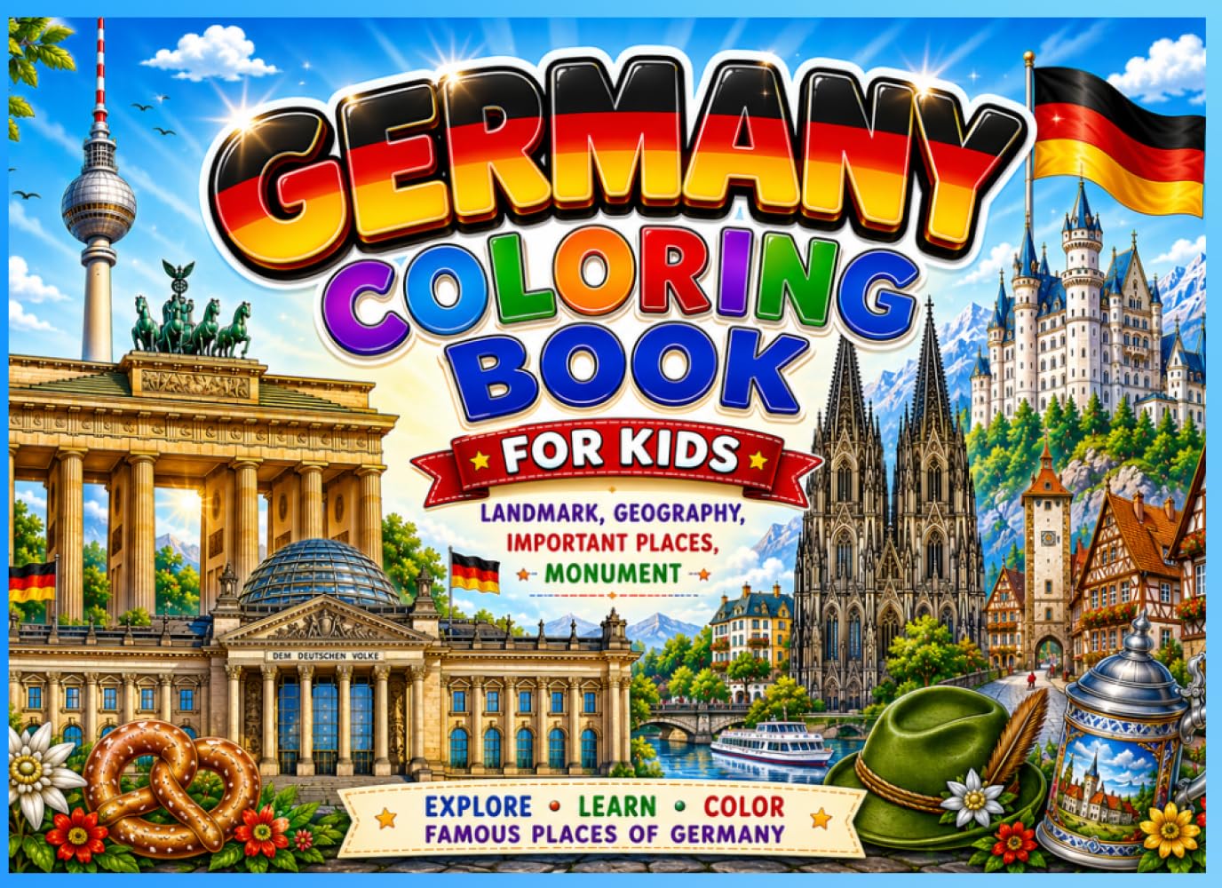 Germany Coloring Book for Kids: Fun Landmark, Geography, Monument and Important Places Coloring Book for Children to Explore Germany