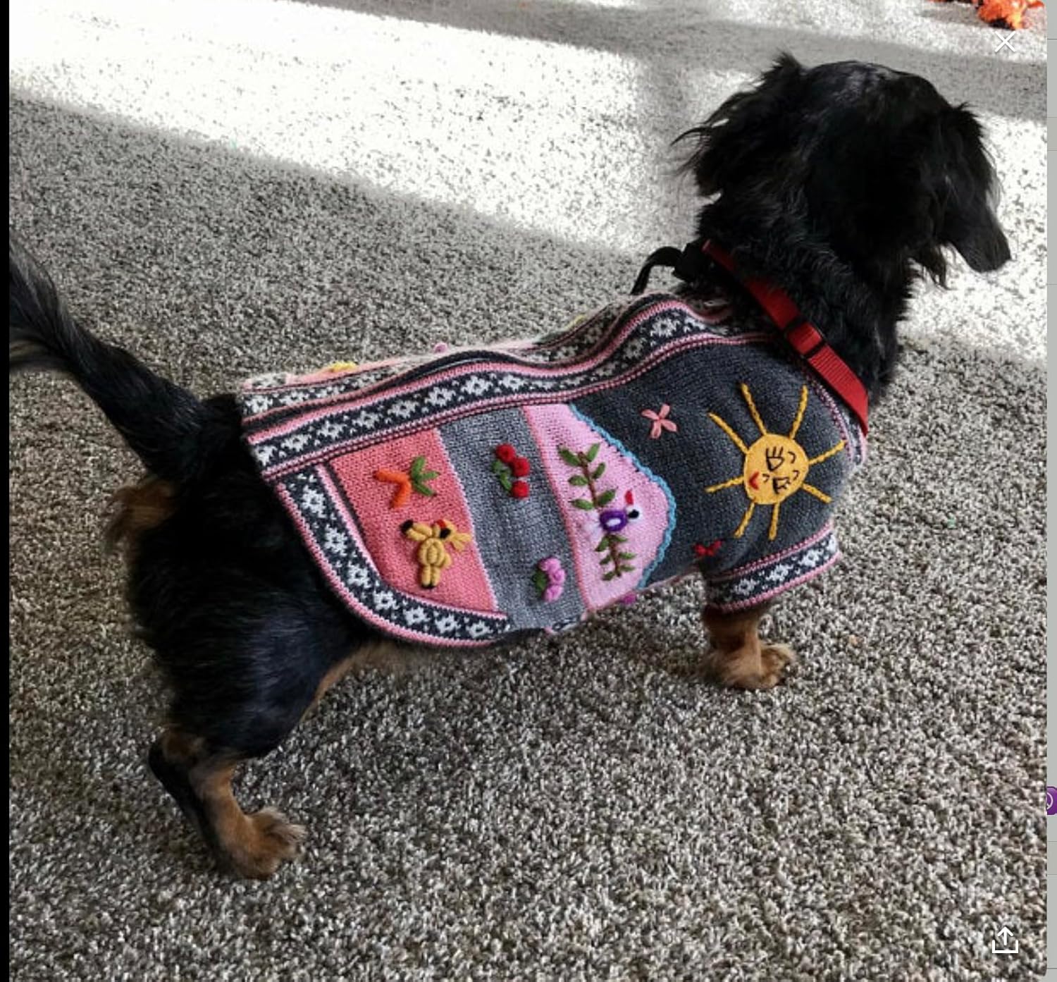 GRAY AND PINK Handmade Peruvian Dog Sweater (6)