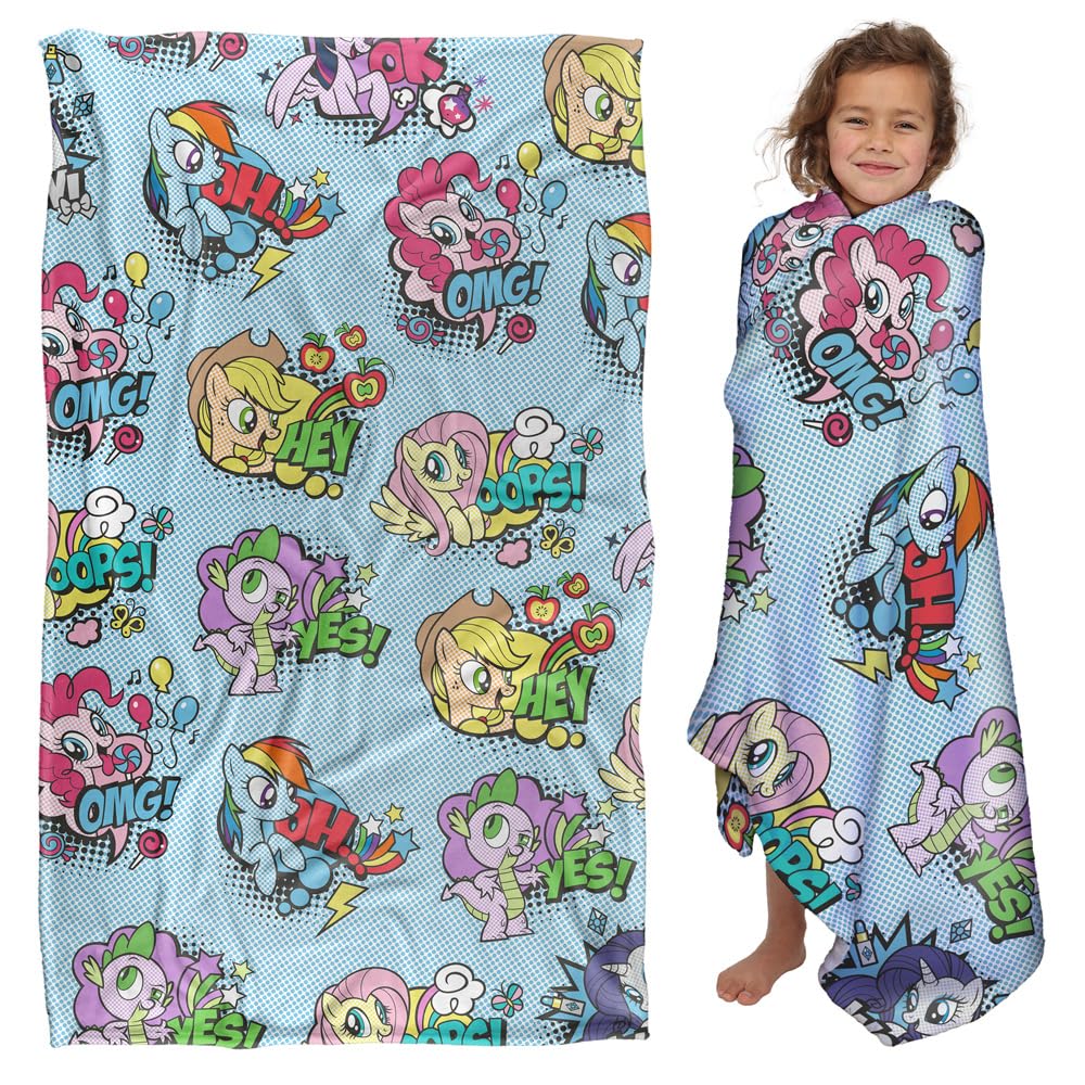 LOGOVISION My Little Pony MLP Pop Art Pattern Kids Silky Touch Blanket, 36