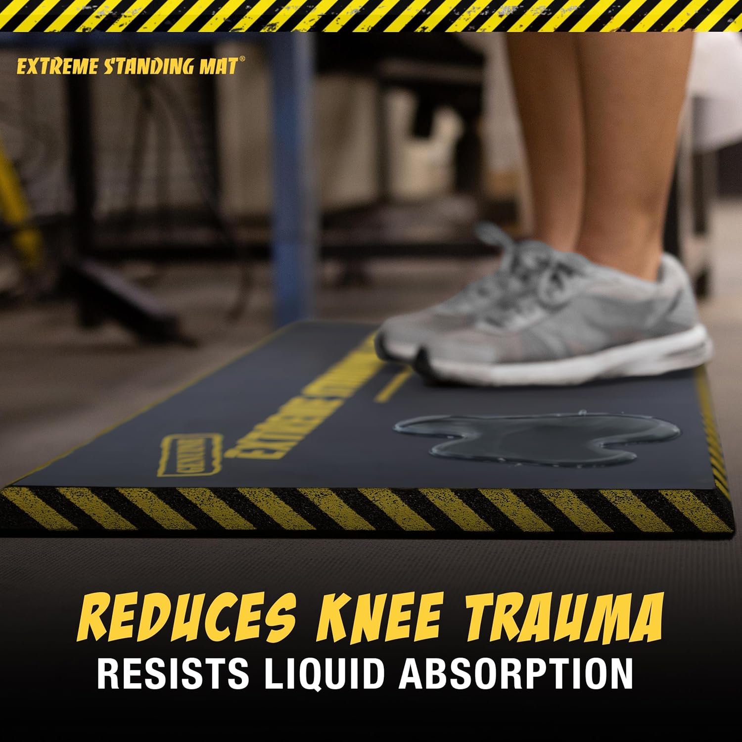 16” x 28” - 1” Thick | Anti Fatigue Mats for Standing | Industrial Antifatigue Mat with Safety Stripes | Anti Fatigue Mat for Workplace, Kitchen Standing Mat