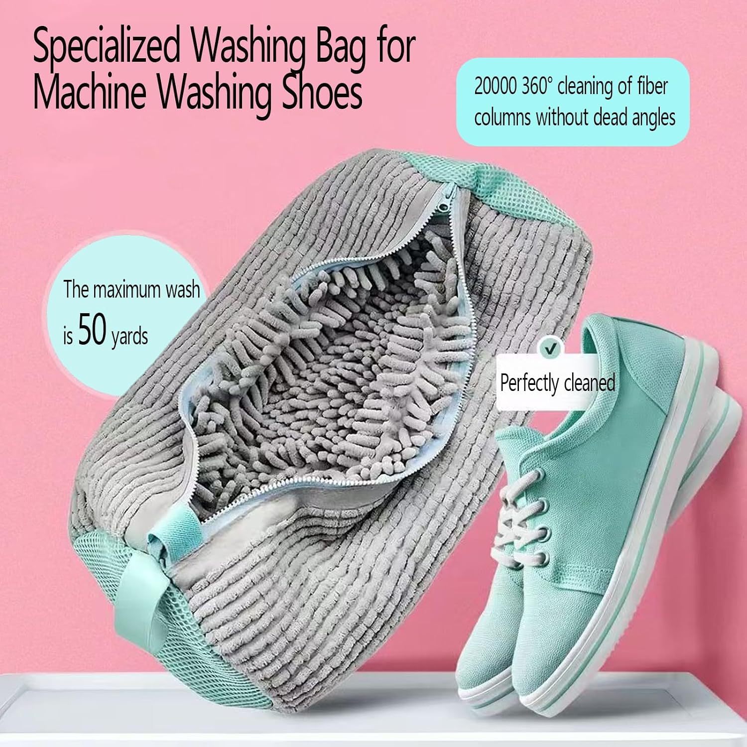 Shoe Washing Machine Bag, 2PCS Shoe Bag for Washing Machine Shoes Laundry Bag for Sneakers, Reusable Shoe Cleaning Bags Fits All Shoes Types & Sizes