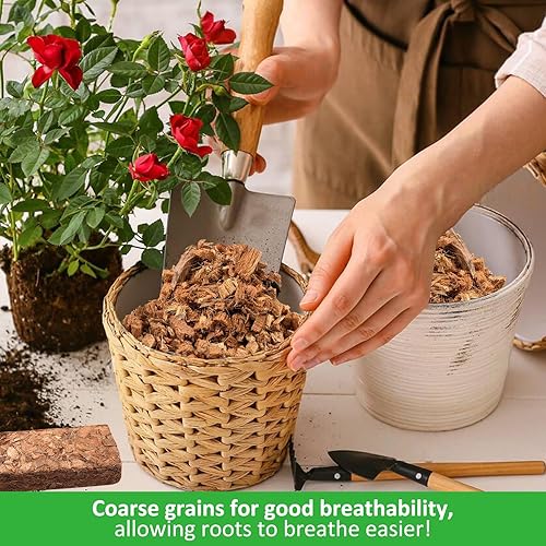 Miniatura 5 de Riare Paquete de 4 sustratos de chips de coco para plantas, ladrillo de cáscara de coco 100% orgánico de 4.4 libras con baja EC y pH equilibrado