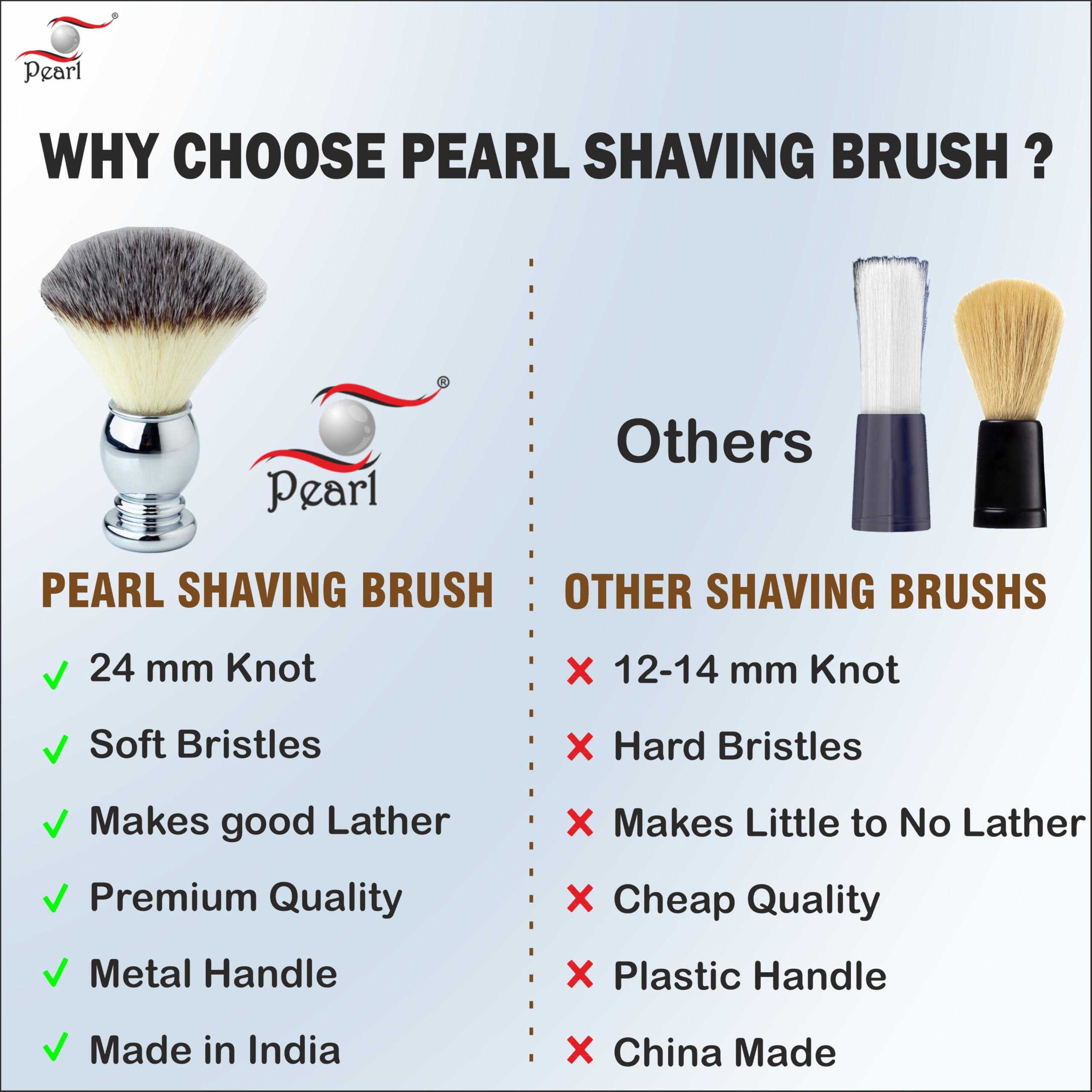 Pearl Shaving Brush SMB-501 SY (CHROME) - Image 2 thumbnail
