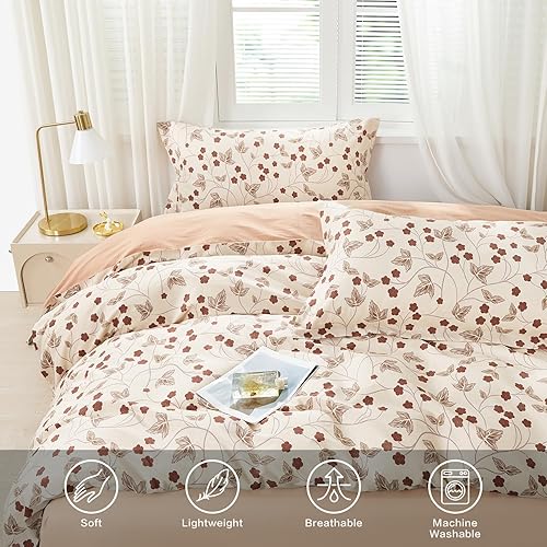 Miniatura 16 de SAPHREAS Juego de funda de edredón de hojas botánicas, tamaño King, 3 piezas, hojas amarillas, juego de funda de edredón 100% algodón suave, 1 funda