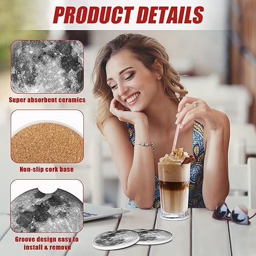 Miniatura 3 de Posavasos de cerámica absorbente de galaxia espacial para portavasos de automóvil, accesorios de automóvil para mujeres y hombres (paquete de 2)