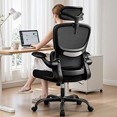 BESTFAIR High Back Ergonomic Office Chair Breathable Mesh Desk Chair with Lumbar Support Adjustable Headrest Flip-up Armrests Computer