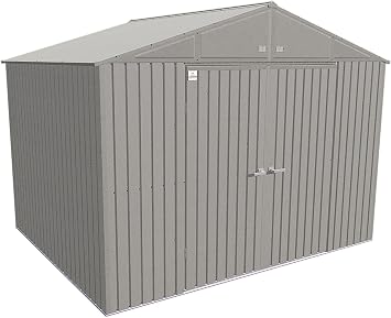 Arrow Shed Elite 10 x 8 Tall Outdoor Steel Storage Shed with High Gable and Lockable Doors Storage Building, Cool Grey