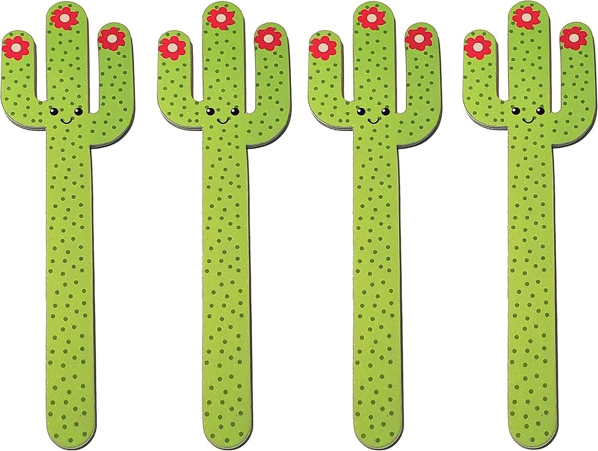 limas de uñas lindas del cactus de la muchacha, 4pcs/lot | Juego de limas de uñas de doble cara, 4, flor de cactus, saguaro