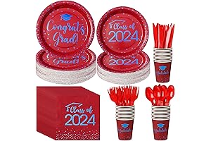 175pcs Blue Red Class of 2024 Graduation Party Supplies Set