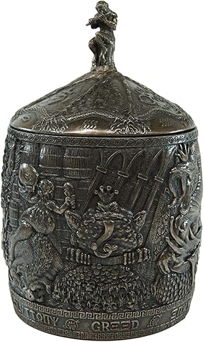 Miniatura 3 de Ebros Gift Antigua caja de Pandora mitológica idiomática griega con cacerola jugando flauta decorativa caja de baratija estatuilla 8 contenedores de