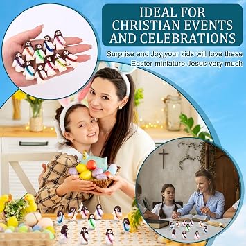 50 Pcs Mini Jesus Figures Glow in The Dark Religious Cute Tiny Doll to Hide and Seek Church Favors for Sunday School Baptism (Mini, 50, Jesus Loves You)