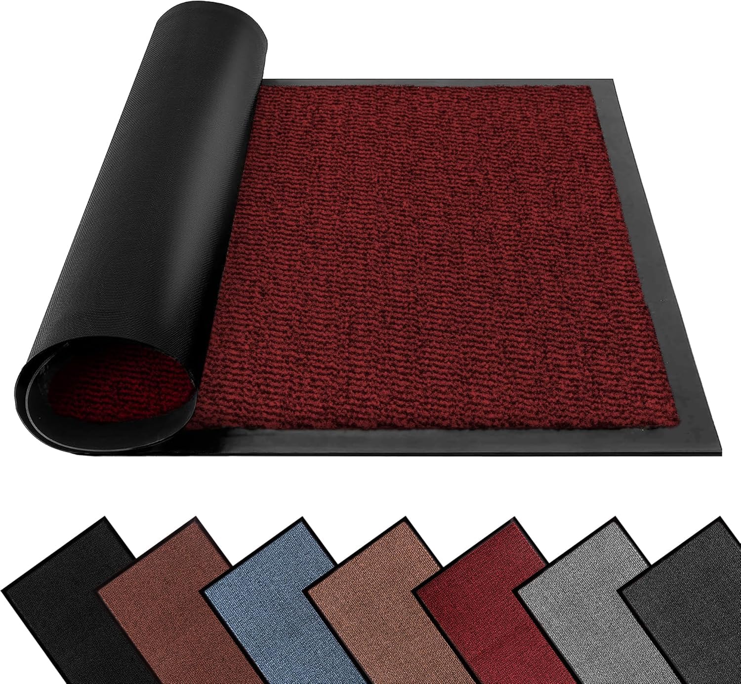 FB FunkyBuys Washable Dirt Trapper Door Mats Indoor & Outdoor, Heavy Duty Non Slip Doormats, Rubber Backed Floor Mat, Super Absorbent Front Door Mat, Entrance Rug (Black-Plain, 40cm x 60cm) — view 26