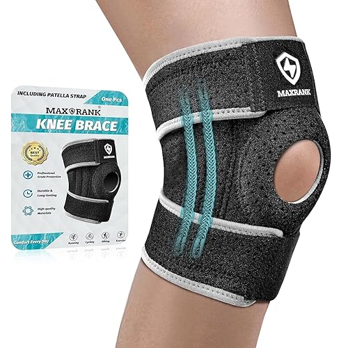 Rodillera con estabilizadores laterales, soporte de rodilla ajustable con almohadilla de gel para rótula, rodilleras para osteoartritis MCL,