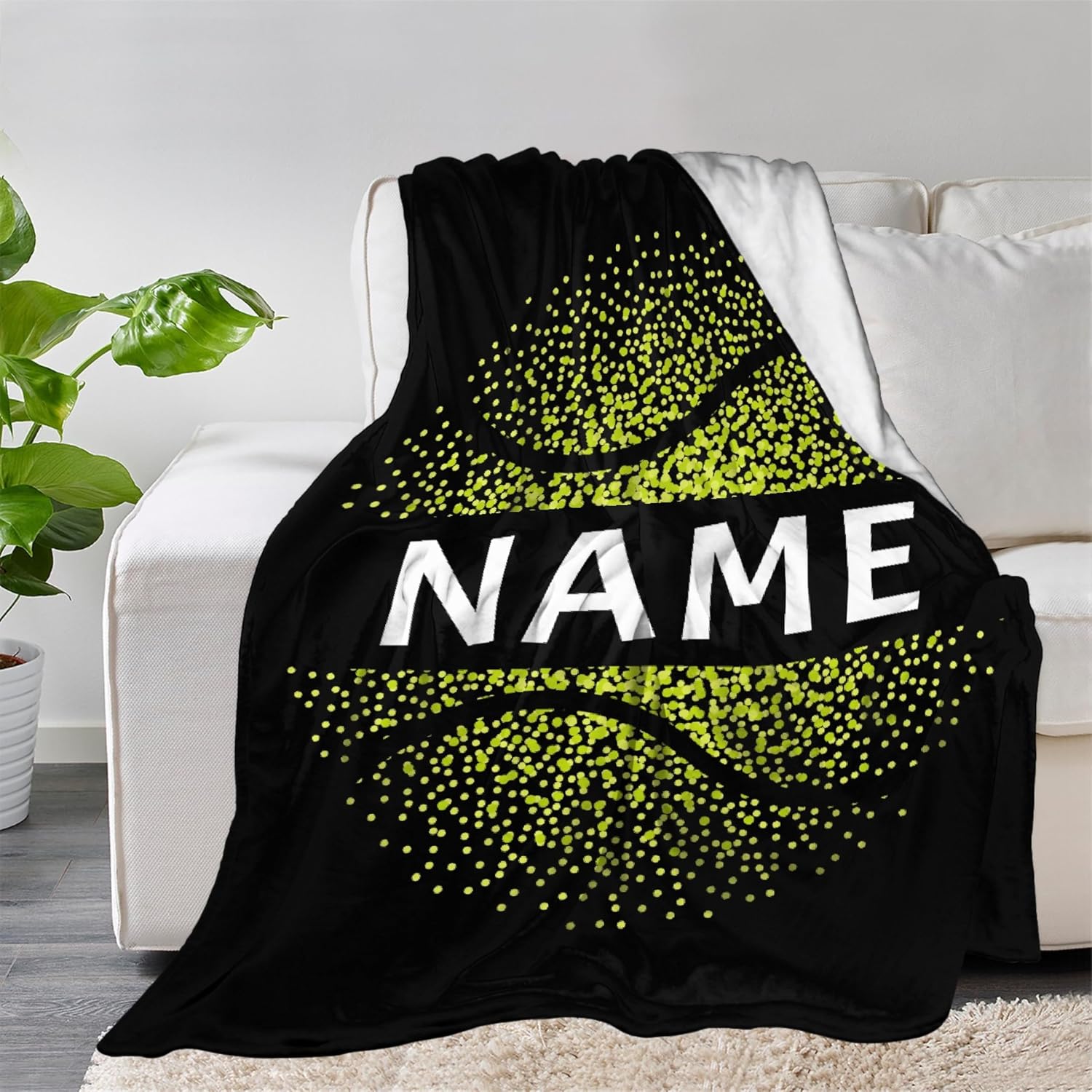 Tennis Ball Custom Blanket with Words Soft Customized Tennis Ball Blanket Birthday Throw Personalized Gifts for Family Mom Kids Friends Lover 50 in x 40 in Small for Kids