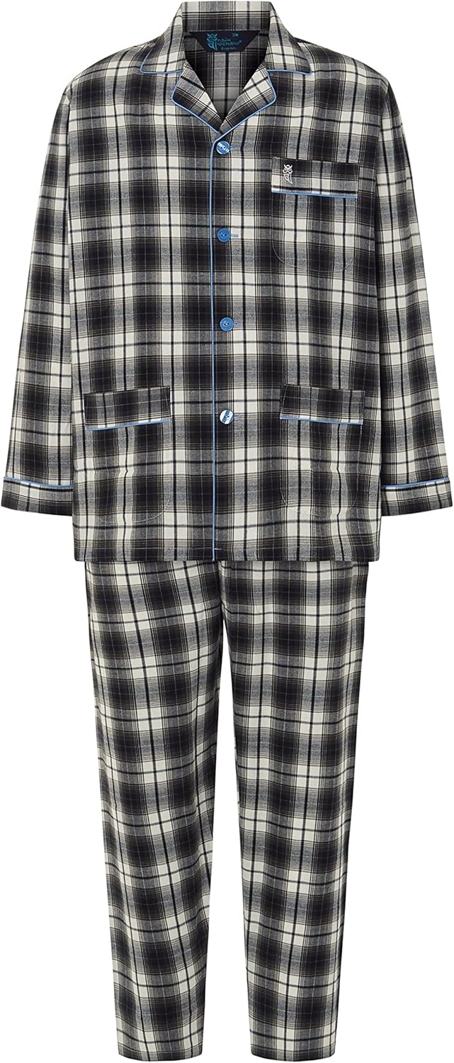 El Búho NOCTURNO Pyjama Heren Lange Mouwen Katoenen Geweven Poplin Geruite Pyjamaset Voor Heren, 100% Katoen, Blauw 1538, L El Búho NOCTURNO Pyjama Heren Lange Mouwen Katoenen Geweven Poplin Geruite Pyjamaset Voor Heren, 100% Katoen, Blauw 1538, L