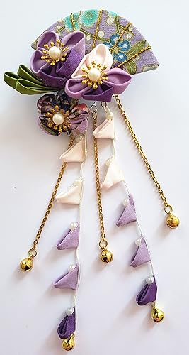 Miniatura 22 de CRB Fashion Womens Girls Kimono Traditional Tsumami Kanzashi Outfit Wedding Japanese Asian Yukata Hair Tie Flower Floral Sakura Fan Barrette Clip