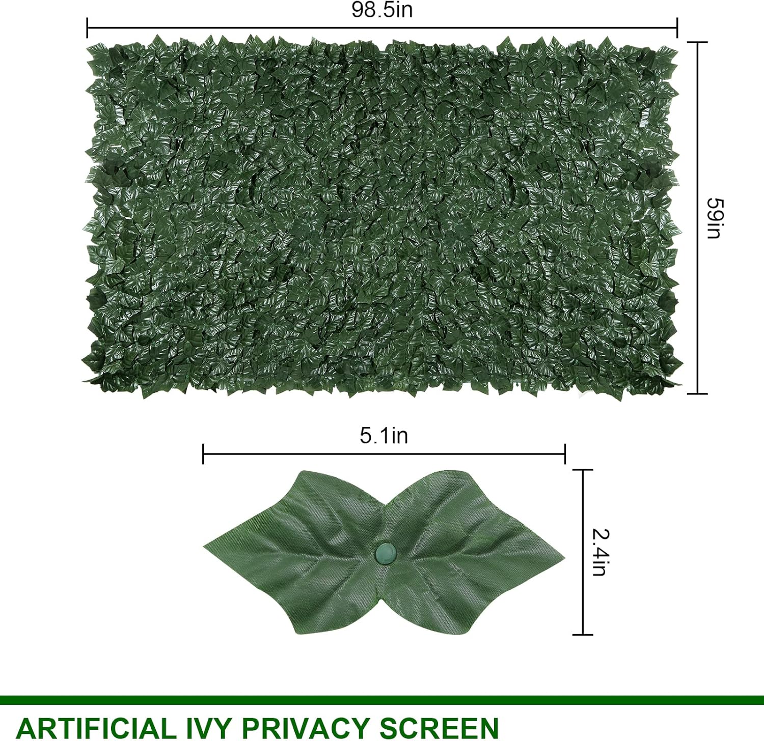 Artificial Ivy Privacy Fence,U'Artlines Heavy Duty Artificial Hedges Fence and Faux Ivy Vine Leaf Decoration Screen Garden Wall Fence for Outdoor Garden Decor (59x98.5 Inch)