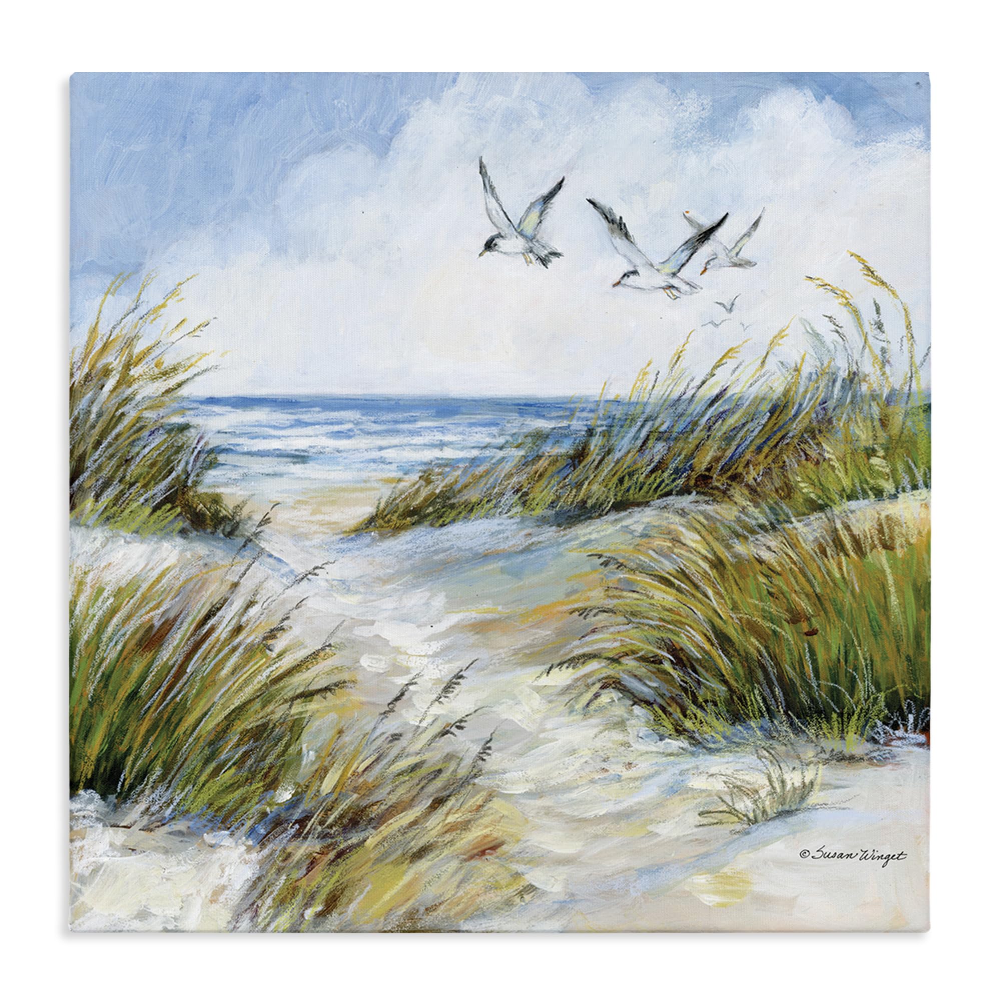 Stupell Industries Unframed Beach Path Seagulls Overhead, 24 X 24 Inch Canvas Wall Art