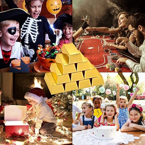 Miniatura 9 de UnicoPak Paquete de 30 cajas de regalo de fiesta de barra dorada, cajas de regalo doradas de papel de aluminio simulado, cajas de dulces decoradas,