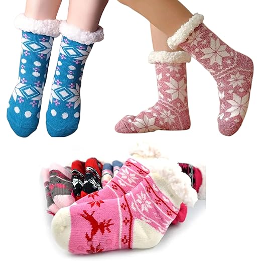 Warm Winter Fuzzy Slip Socks for Kids
